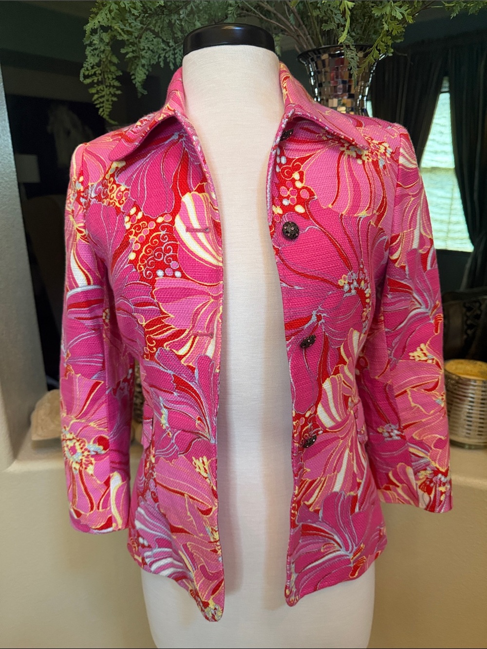 Dolce & Gabbana Pink Floral Print Blazer